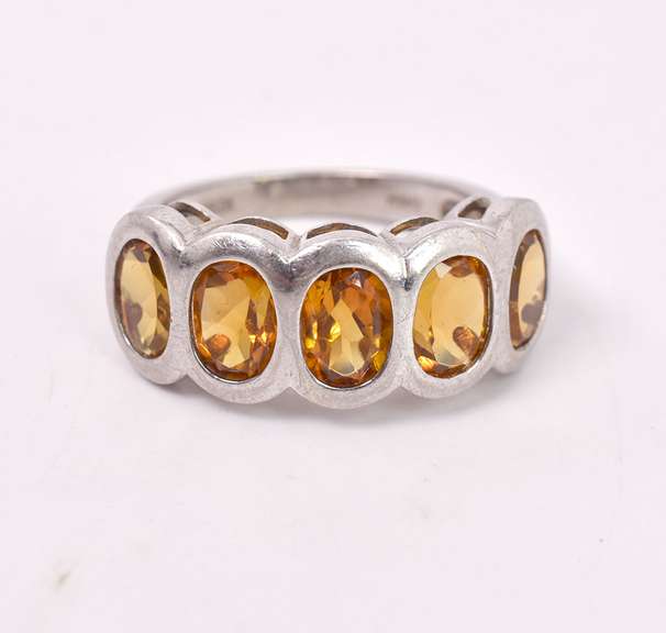 Orange Gemstone Ring in Sterling Silver