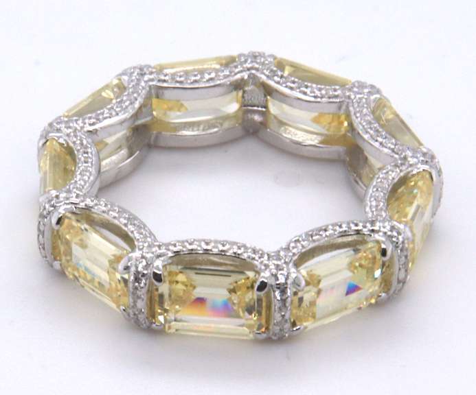 Sterling Silver Yellow Cubic Zirconia Band