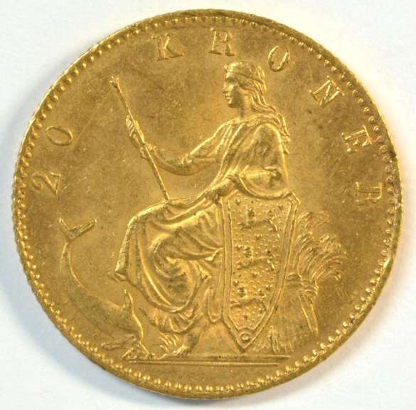 Superb Gem BU 1873 Denmark 20 Kroner Gold Piece