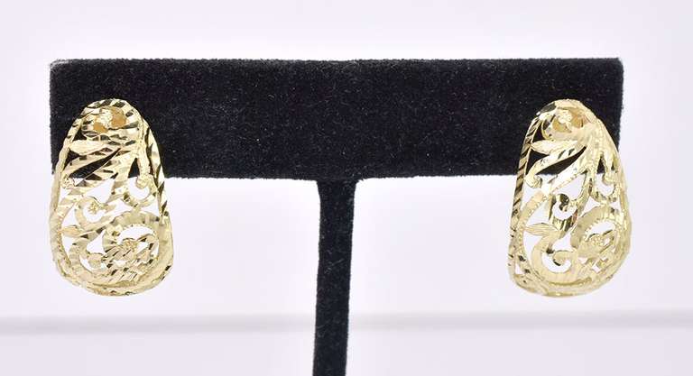 Dazzling "J" Hoop Ladies Earrings in 14K Yellow Gold