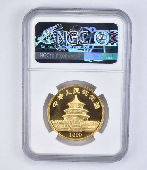 MS69 1990 China 100 Yuan Gold Panda - Large Date - Graded NGC