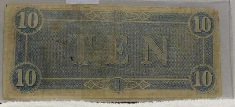 Confederate: 1864  $10 Richmond, circ, signed & numbered