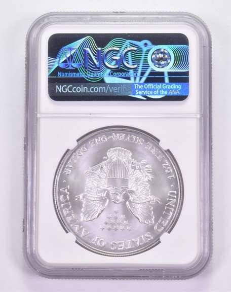 MS70 2002 American Silver Eagle - Mercanti Signed - Graded NGC