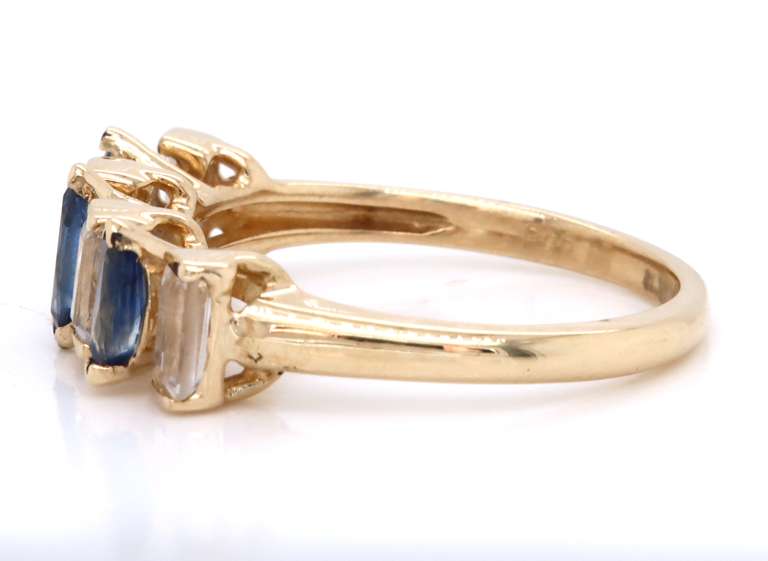 Gorgeous Blue and White Sapphire Yellow gold Ring