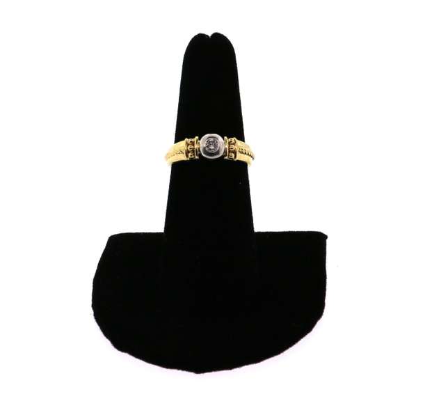 Regal Solitaire Diamond Ring with 14k White and Yellow Gold