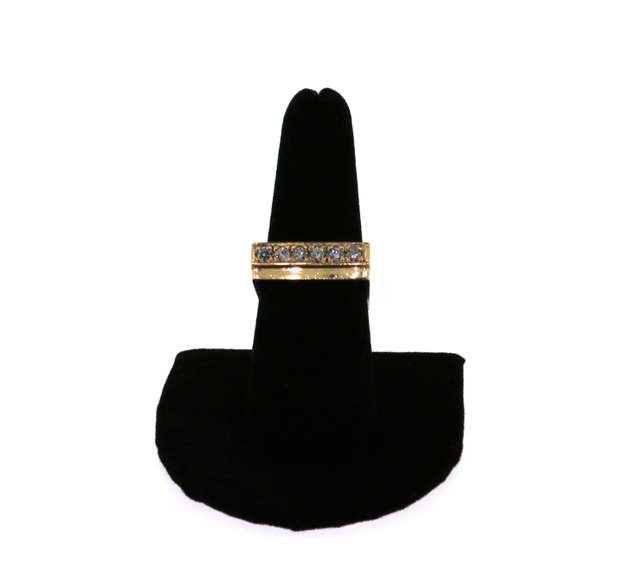 Massive 14k Gold Square Ring with Channel Set Diamonds