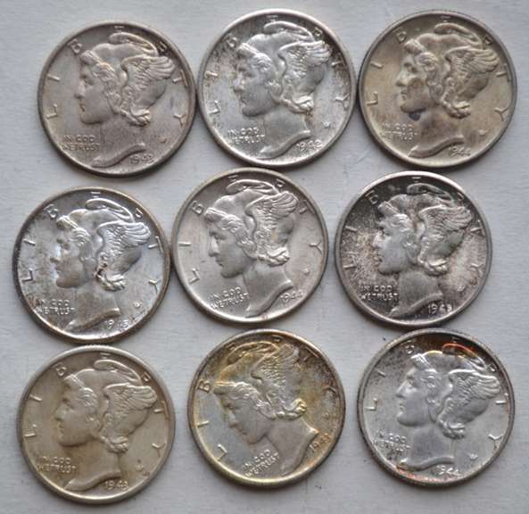 7 BU Assorted Mercury Dimes