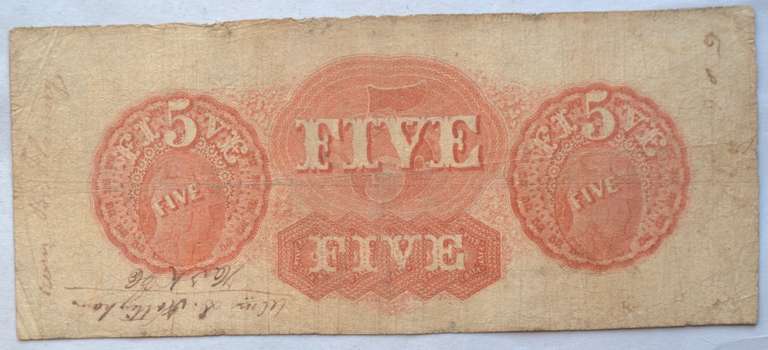 $ 5 Bank Of East Tennessee 1840 s 50 s Era Note