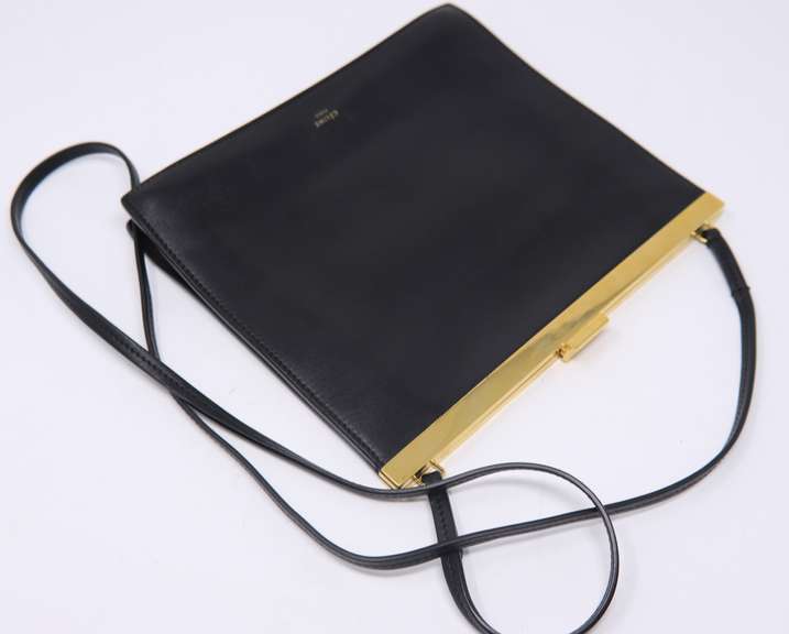 Celine Black Leather Mini Clasp Bag