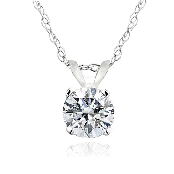 1/2 ct Round Diamond 14K Gold Solitaire Necklace (G-H, I2)
