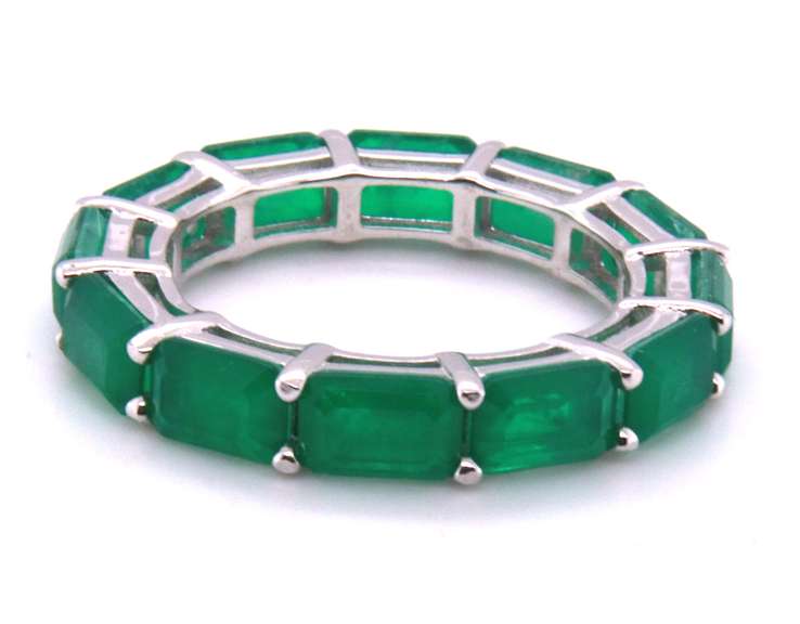 Sterling Silver Green Cubic Zirconia Band