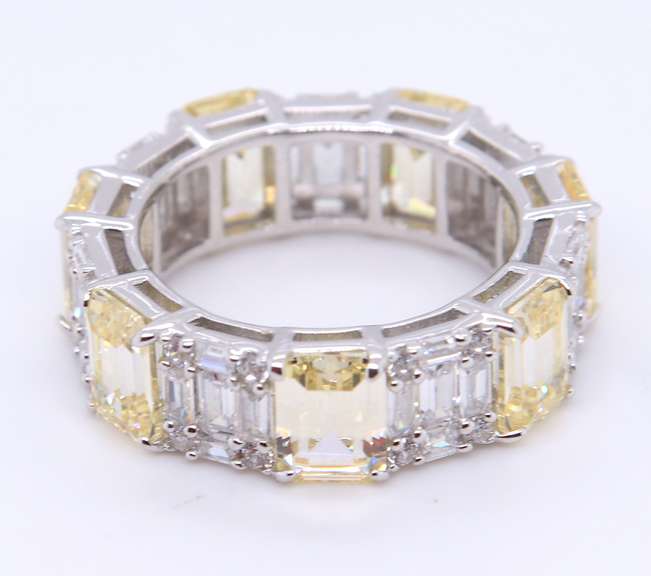 Sterling Silver Yellow and White Cubic Zirconia Band