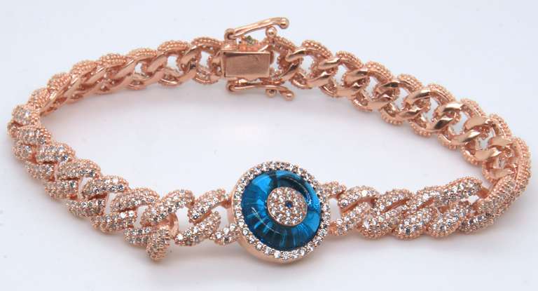 Sterling Silver CZ Curb Link Bracelet