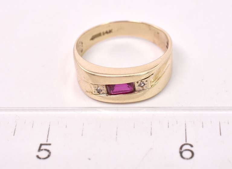 Beautiful Band Style Ruby Ring in 14K Yellow Gold