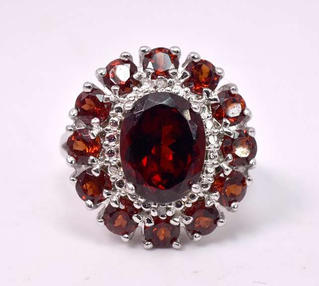 Captivating Garnets Set in Sterling Silver Ring