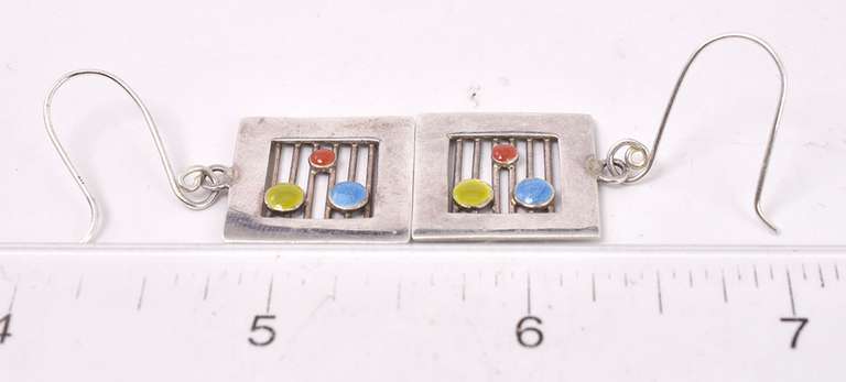Playful Square Earrings in Sterling Silver