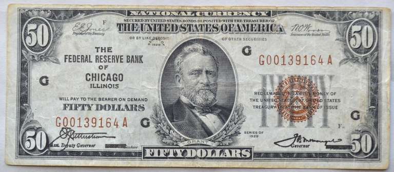 $ 50 Chicago 1929 National Series Note