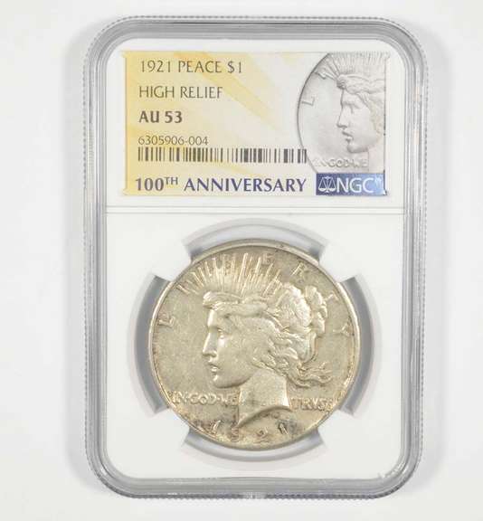 AU53 1921 Peace Silver Dollar - High Relief - 100th Anniversary - NGC