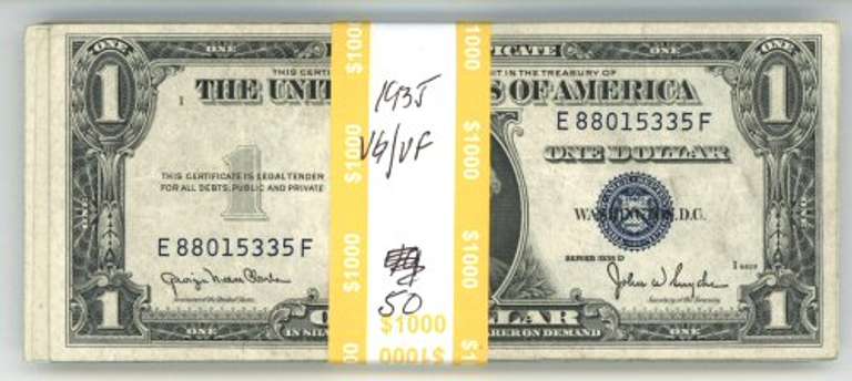 Great lot of 50 Series of 1935 $1 Silver Certificate notes