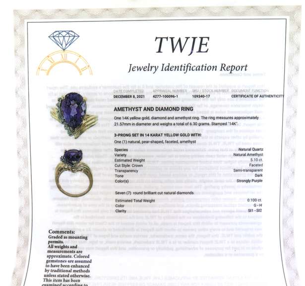 Charming Pear Shaped Amethyst and Diamond Ring
