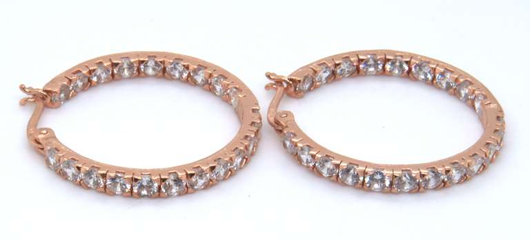 Sterling Silver Cubic Zirconia Hoop Earrings