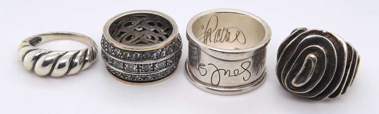 Group Lot of 4 Sterling Silver Rings