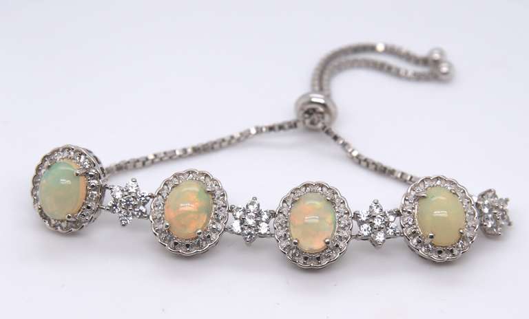 925 Sterling Silver Gemstone Box Chain Bracelet