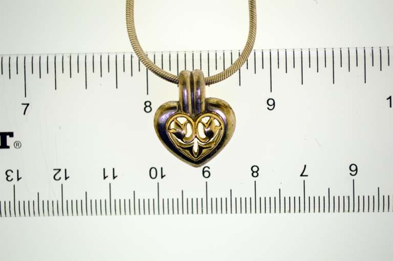 Sterling Silver Two Tone Heart With Italian Chain
