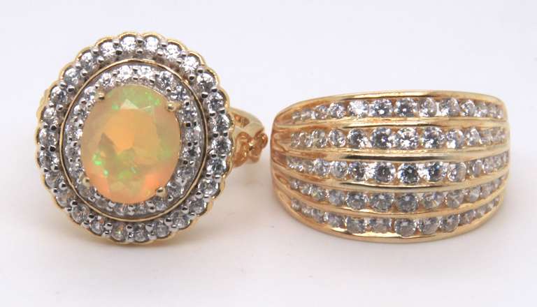 Lot of 2 Sterling Silver Cubic Zirconia Rings