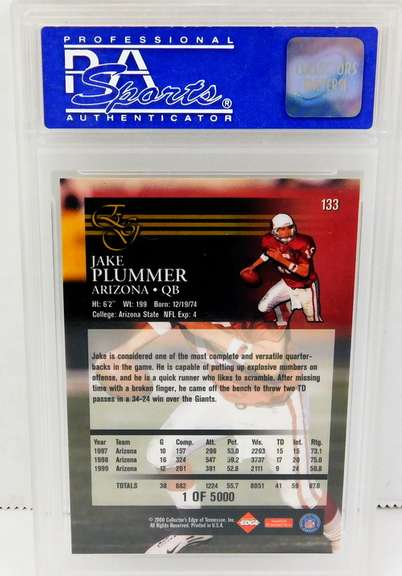 Jake Plummer Football Card, Graded Mint 9