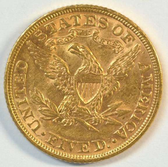 Fully struck BU 1895 US $5 Liberty Gold Piece