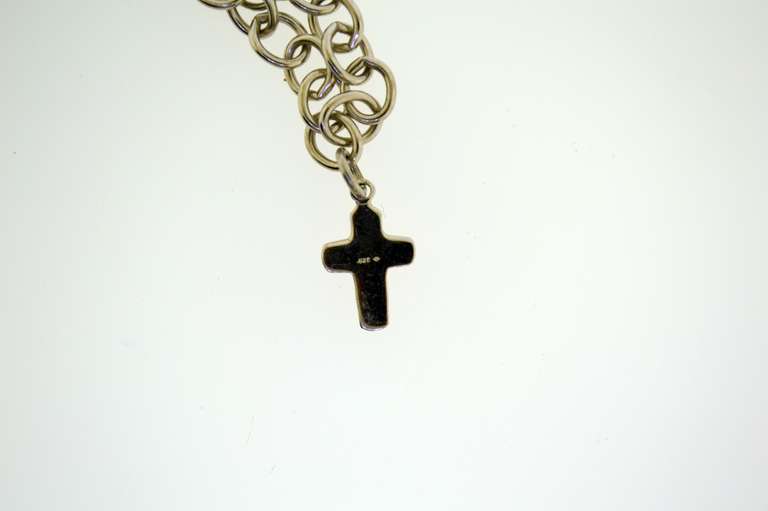 Sterling Silver Link Bracelet With Cross Charm