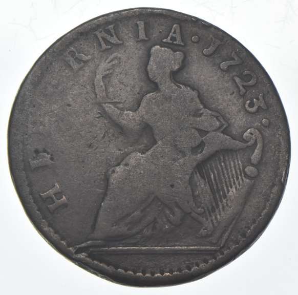 1723 woods hibernia Irish US Colonial Halfpenny