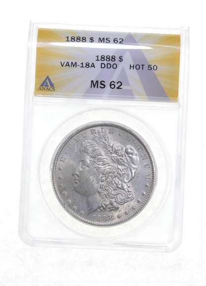 MS62 1888 Morgan Silver Dollar - VAM-18A DDO Hot 50 - Graded ANACS