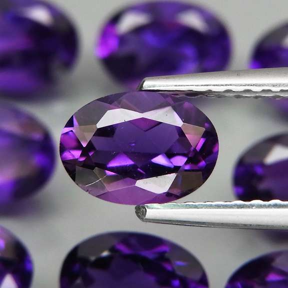 Royal purple! 6.51ct 6x4mm real Bolivian Amethyst set