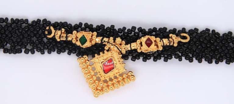 Fantastic 22kt Yellow Gold Black Onyx and Pearl Choker Necklaece w Matching Earrings