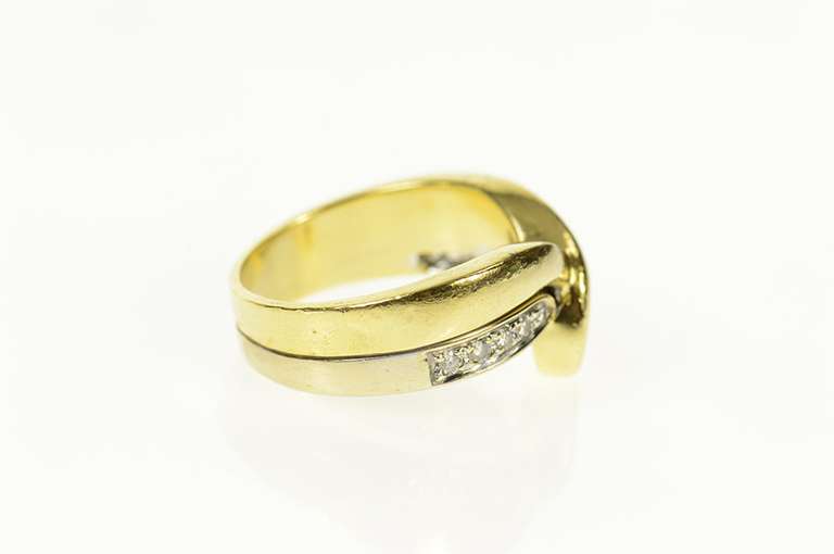 18K Yellow Gold Ornate Diamond Loop Layered Statement Band Ring