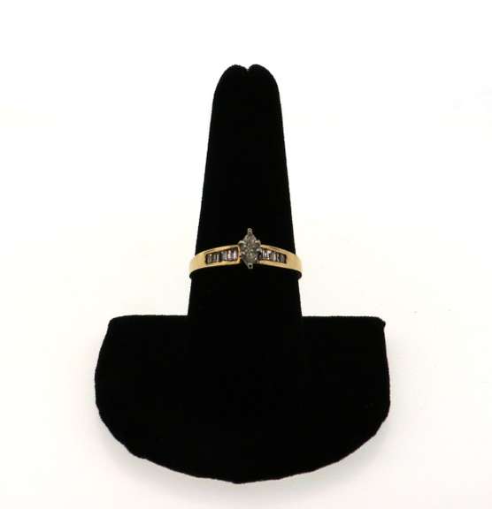 Classic Solitaire 14k Gold Diamond Ring with channel set Baguette Diamond