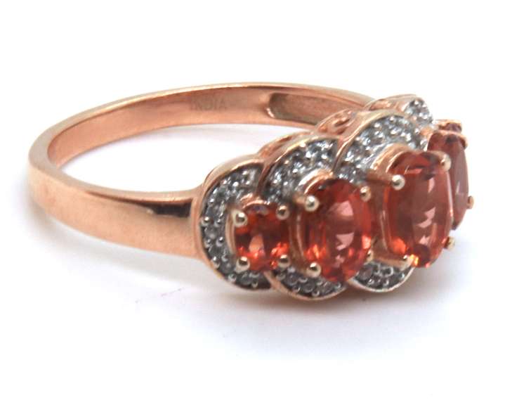 Sterling Silver Orange Cubic Zirconia Ring
