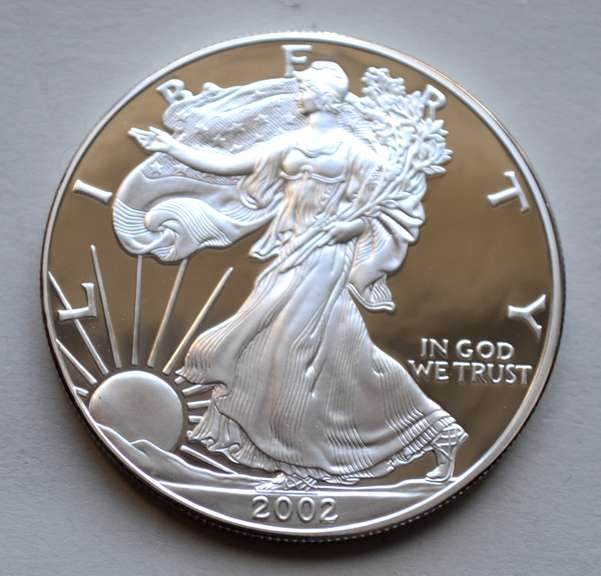 2002 Proof Silver Eagle With Box & Paper