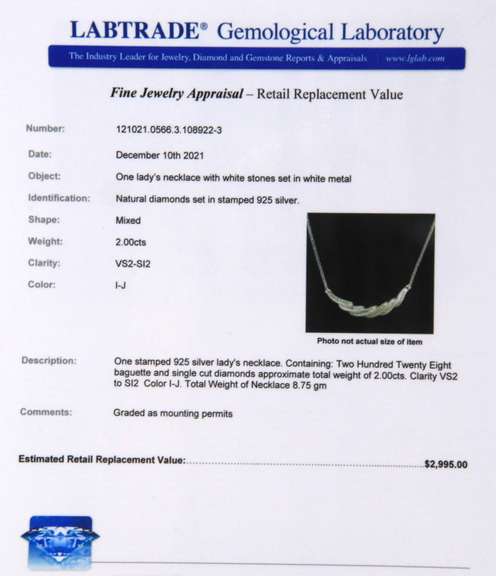 Beautiful Sterling Silver Baguette and Single Cut Diamond Necklace