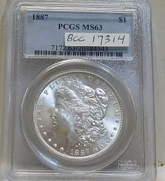 1887 Morgan Dol PCGS MS-63, looks GEM