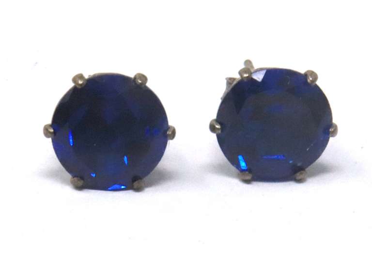 Sterling Silver Blue Cubic Zirconia Stud Earrings