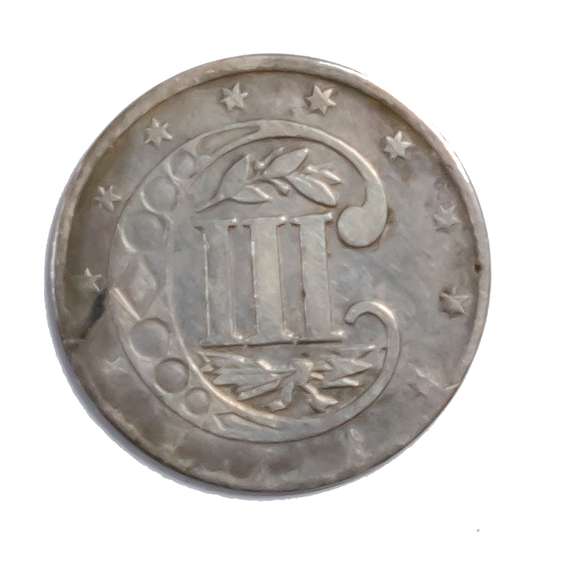 1858 Near Unc 3 Cent Silver