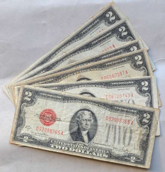 6 1928 G $2 Red Seal US Notes