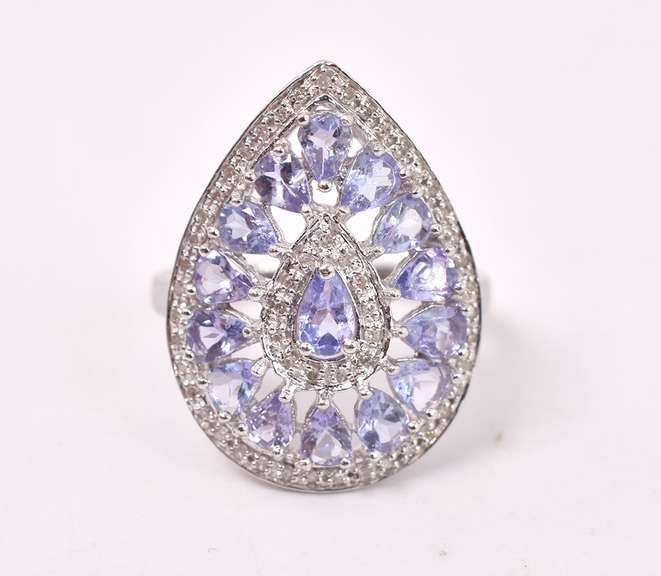 Incredible Purple Gemstone Ring in White Gold