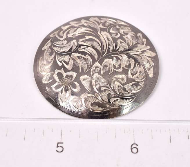 Floral Carved Sterling Silver Pin