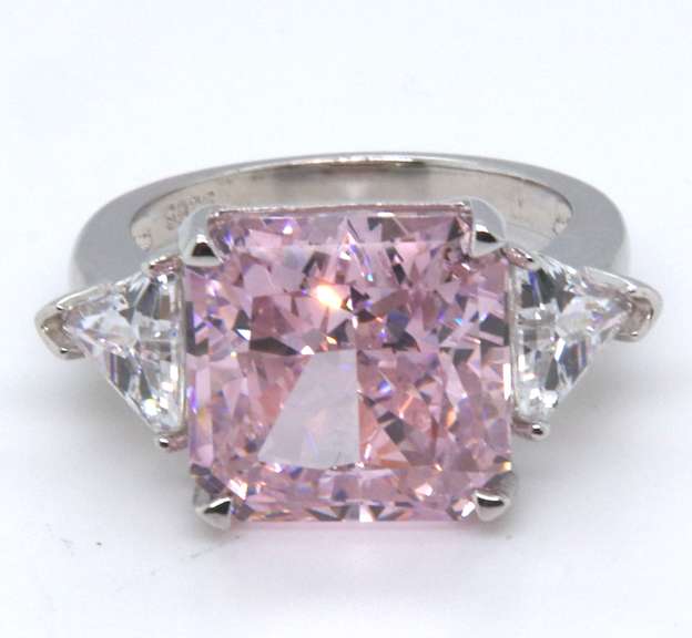 Pink Cubic Zirconia Sterling Silver Ring