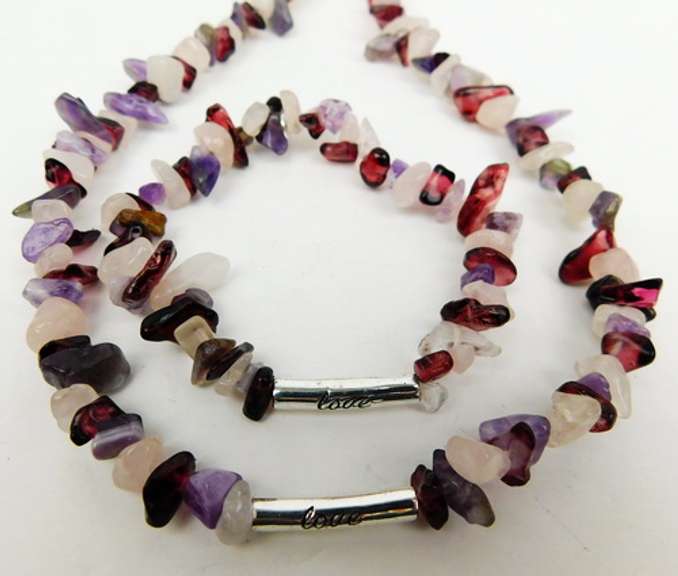 Multi-Gemstone & Sterling Necklace & Bracelet Set