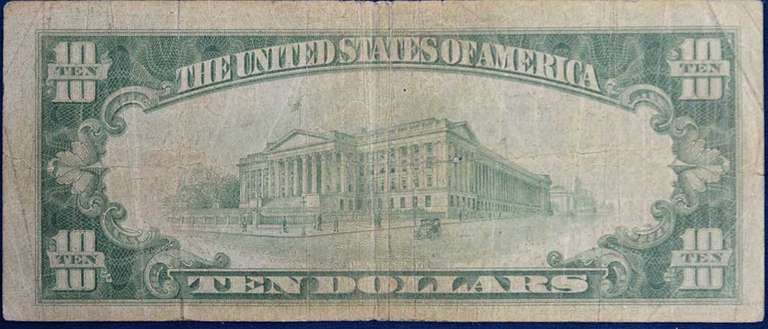 Series 1929 Federal Reserve Bank Of New York, New York Ten Dollars, Circulated.